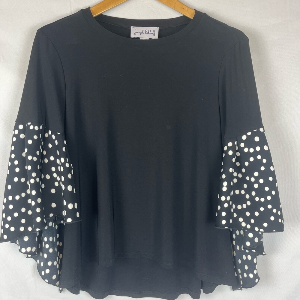 Joseph Ribkoff Black and White Ruffled Blouse